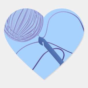 Adesivo Coração Amor aos Stickers Crochet Heart
