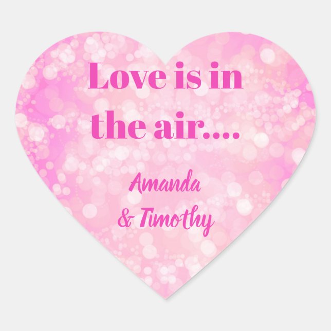 Adesivo Coração Amor Bokeh Rosa está no ar casal (Frente)