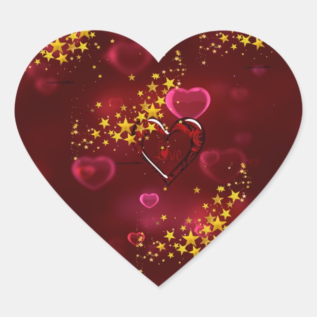 Adesivo Coração Amor de coração vermelho (Frente)