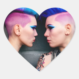 Adesivo Coração Amor de Menina | Arte AI LGBTQ+ Casal