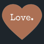 Adesivo Coração Amor de Natal Terracota<br><div class="desc">Selo de envelope festivo de Natal elegante ou adesivo de presente com o texto 'Amor' em tipografia elegante e sofisticada sobre um fundo de terracota. Perfeito para os seus presentes de Natal, envio e pacotes de pequenos negócios festivos. Se precisar de ajuda ou produtos correspondentes, entre em contato conosco através...</div>