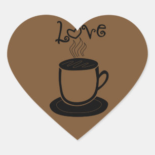 Adesivo Coração Amor do café - mude a cor