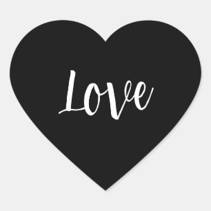Adesivo Coração Amor em branco com fundo preto