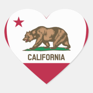 Adesivo Coração Amor pela Califórnia - Coração da Bandeira da Cali