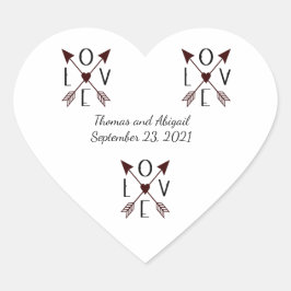 Adesivo Coração Amor Personalizado com Aniversário de Casamento de