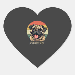 Adesivo Coração Amor Pug Para Sempre � Design de Amante de Pug Fof