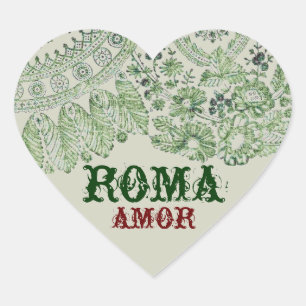 Adesivo Coração Amor Roma com laço do vintage