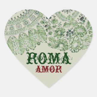 Adesivo Coração Amor Roma Com Vintage Lace