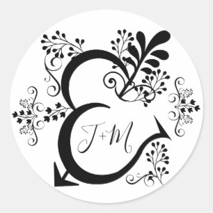 Adesivo Coração Ampersand Preto e Branco