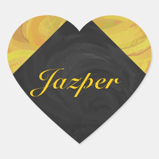 Adesivo Coração Ananás e Monograma Negro (Frente)