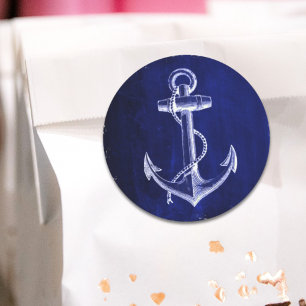 Adesivo Coração âncora azul marinho náutica do costeiro da praia