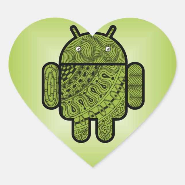 Adesivo Coração Android™ Pancho Doodle (Frente)