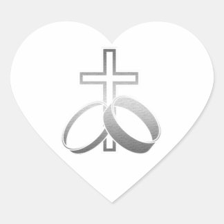 Adesivo Coração Anéis de Casamento e Arte Cruzada