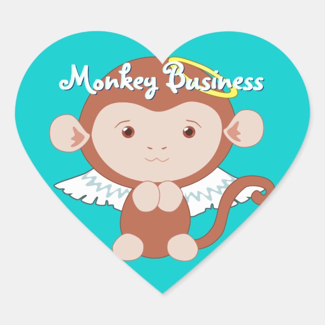 Adesivo Coração Angel Monkey Stickers (Frente)