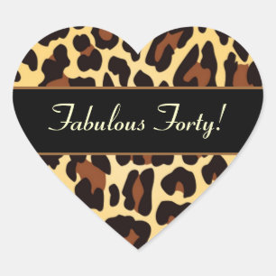 Adesivo Coração Aniversário 40 fabuloso do leopardo preto Dourado