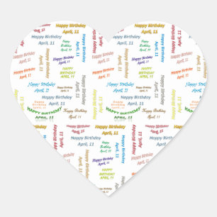 Adesivo Coração Aniversário de 11 de abril