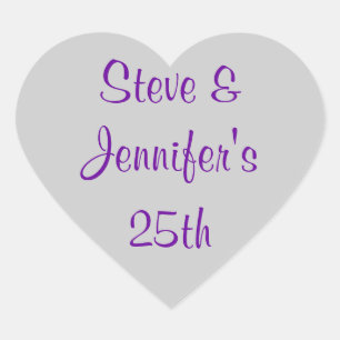 Adesivo Coração Aniversário de 25 de Casamento de Prata do Heart S