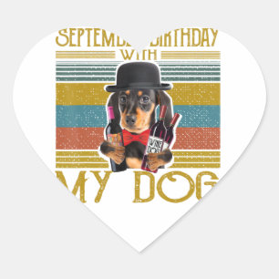 Adesivo Coração Aniversário De Setembro Com O Meu Cão De Dachshu