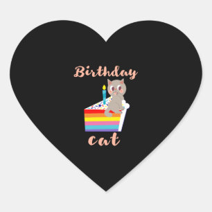 Adesivo Coração Aniversário do Gato - aniversário da cinza kawaii