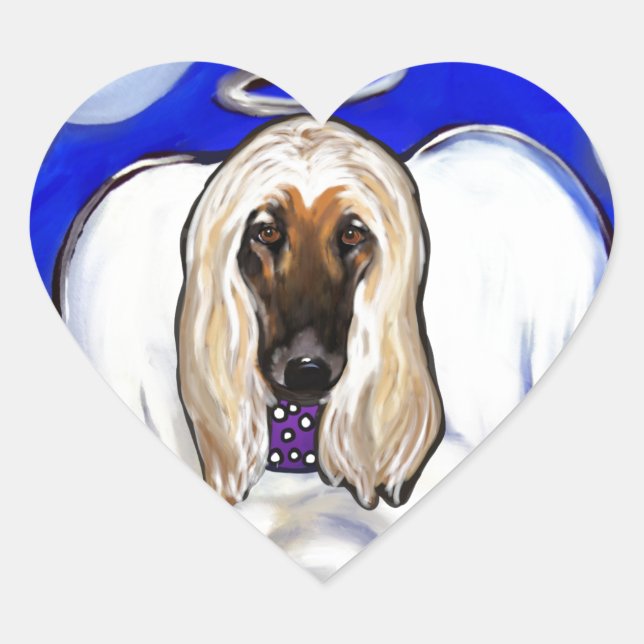 Adesivo Coração Anjo Afghan Hound (Frente)