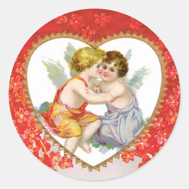 Adesivo Coração Anjo Anjo (Cupido) de Namorados Antiquado (Frente)