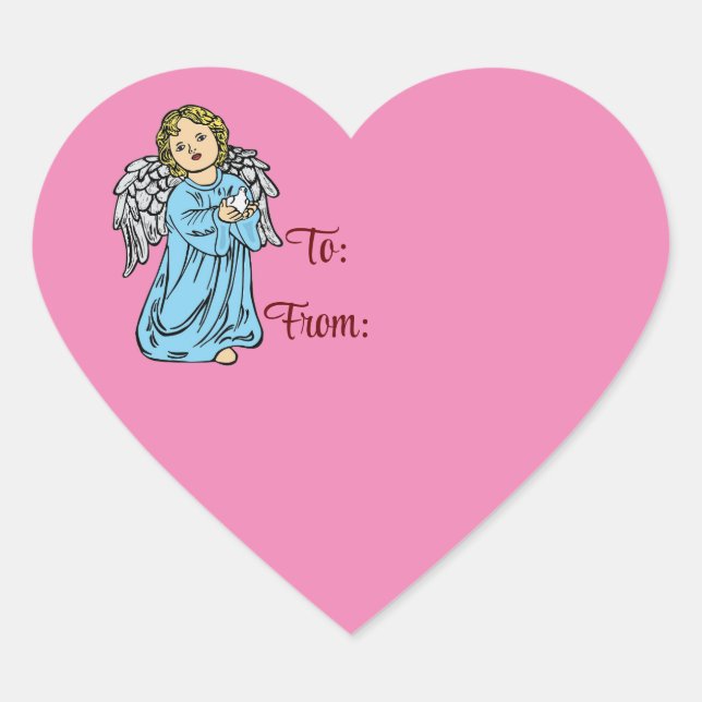 Adesivo Coração Anjo Com A Porta Para E Do Vinheta (Frente)