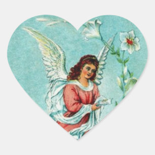 Adesivo Coração Anjo da páscoa com flores