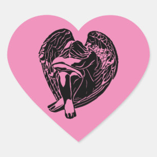 Adesivo Coração Anjo Fantástico abstrato arte religiosa