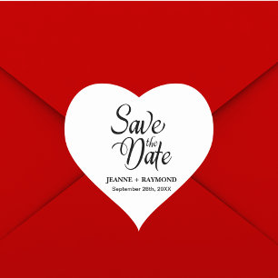 Adesivo Coração Anúncio de Noivado Personalizado Save The Date