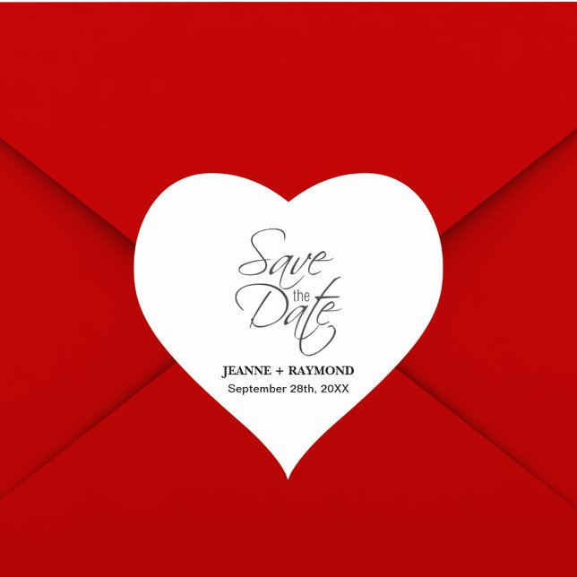 Adesivo Coração Anúncio de Noivado Save The Date Moderno (Wedding announcement heart sticker brings elegant modern beauty to save the dates.)