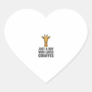 Adesivo Coração Apenas um Menino que Ama Girafas Camiseta Girafa F