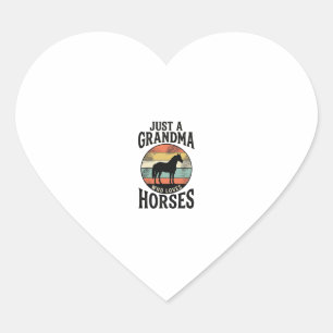 Adesivo Coração Apenas uma avó que ama cavalos design vintage