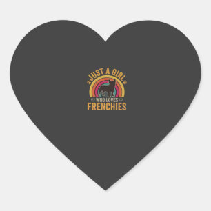 Adesivo Coração Apenas Uma Garota Que Ama Frenchies Retro Cachorro