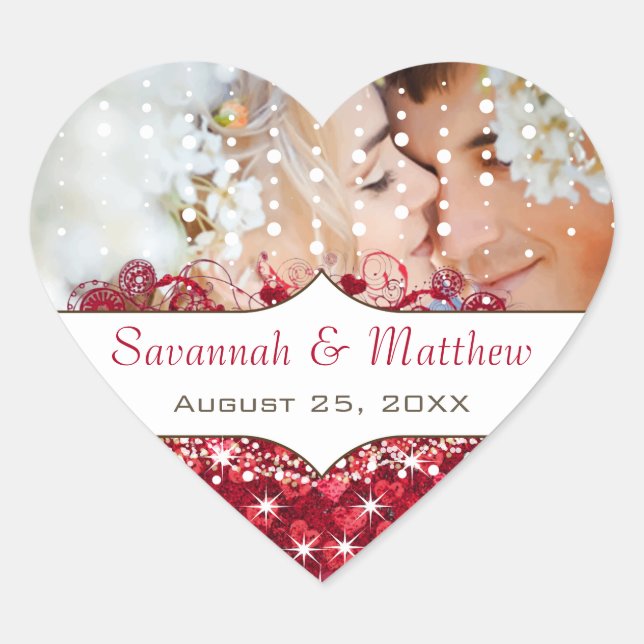 Adesivo Coração Apple Red Your Photo Romantic Heart Leaf (Frente)