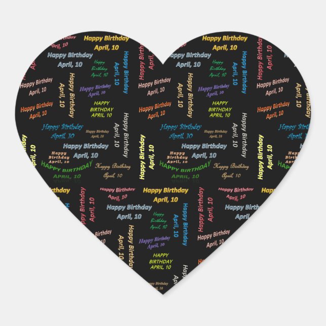 Adesivo Coração April, 10 Birthday Sticker (Frente)