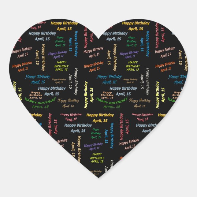 Adesivo Coração April, 15 Birthday Sticker (Frente)