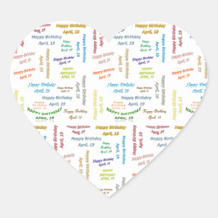 Adesivo Coração April, 19 Birthday Sticker