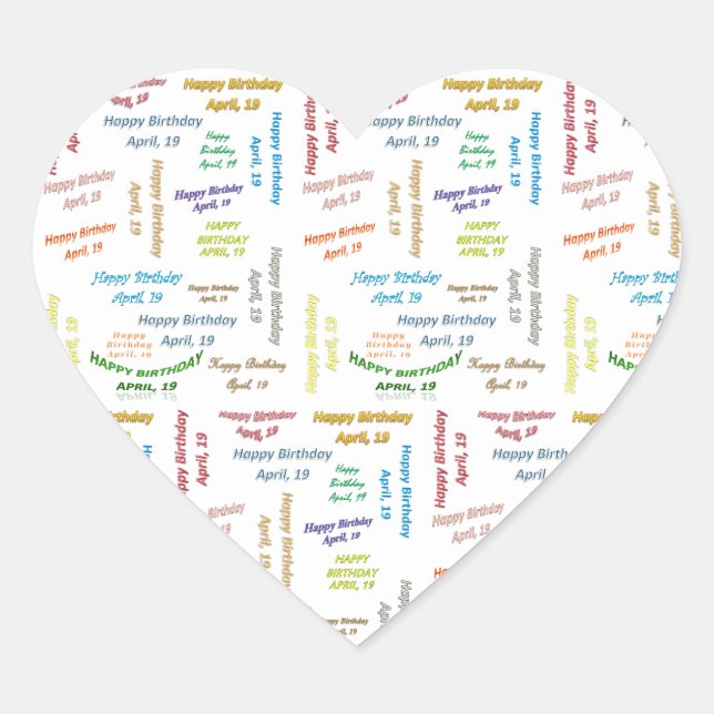 Adesivo Coração April, 19 Birthday Sticker (Frente)