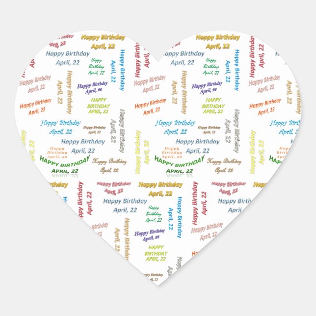 Adesivo Coração April, 22 Birthday Sticker (Frente)