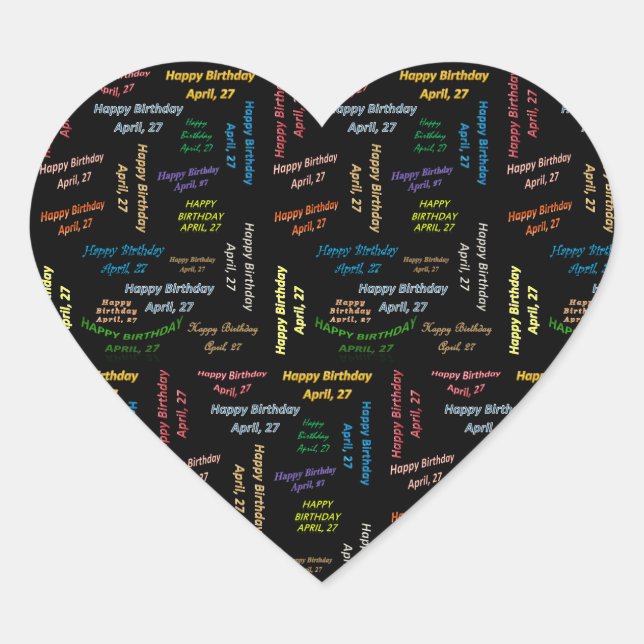 Adesivo Coração April, 27 Birthday Sticker (Frente)