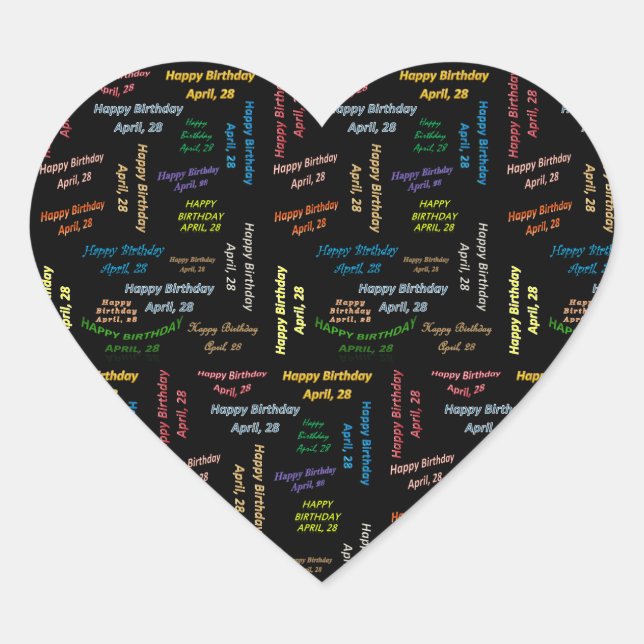Adesivo Coração April, 28 Birthday Sticker (Frente)