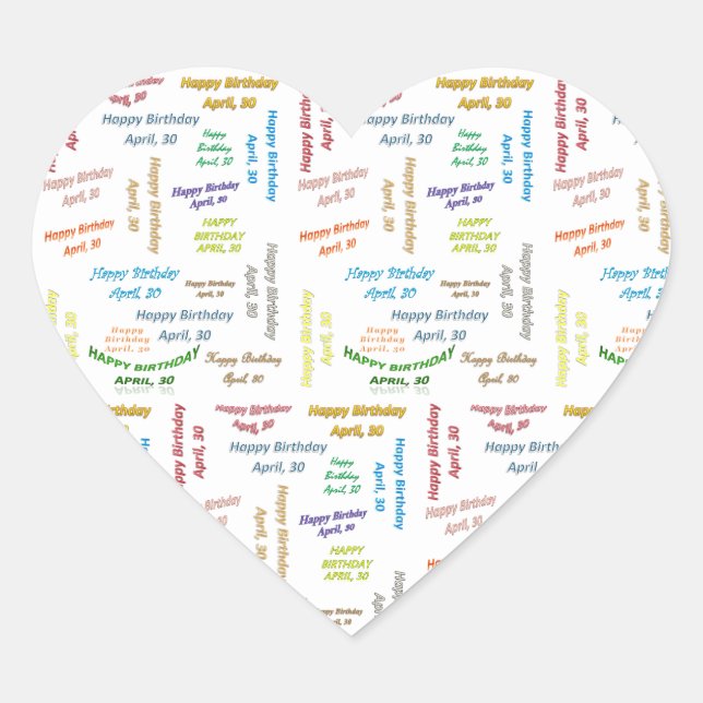 Adesivo Coração April, 30 Birthday Sticker (Frente)