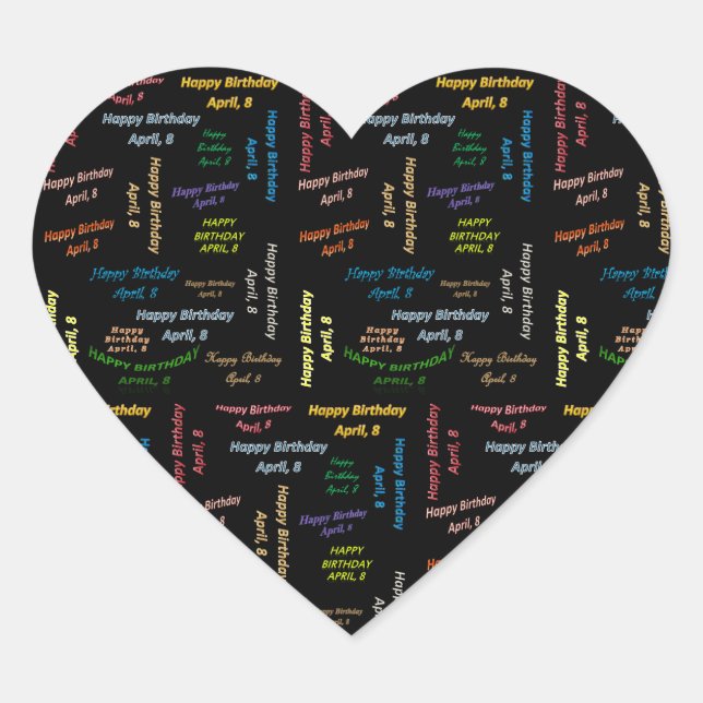 Adesivo Coração April, 8 Birthday Sticker (Frente)