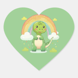Adesivo Coração Arco-Íris Colorido Dino