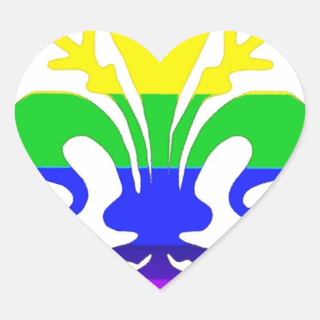Adesivo Coração Arco-Íris Estilizado Fleur de Lis (Frente)