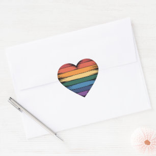 Adesivo Coração Arco-íris Orgulho Coração Impressão LGBT Orgulho G