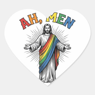 Adesivo Coração Arco-íris Religioso Vintage Ah Homens