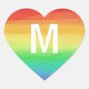 Adesivo Coração Arco-Íris trava monograma