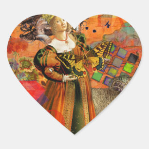 Adesivo Coração Aries Orange Woman Gothic Illustration