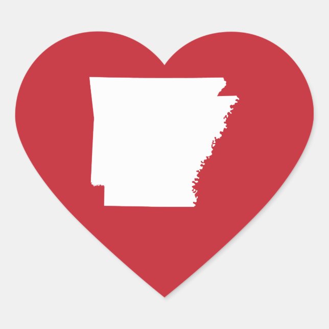 Adesivo Coração Arkansas Vermelho e Branco (Frente)